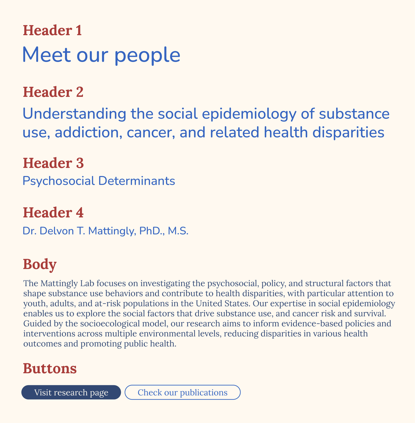 Mattingly Lab Headers, body text, and buttons